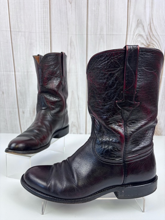 Lucchese Other - Vintage Lucchese Leather Cowboy Western Roper Boots P0134 Black Cherry Sz 8E